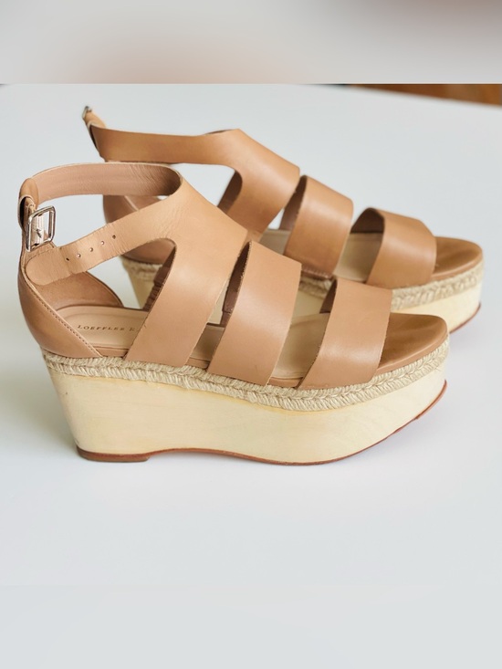 Loeffler Randall Shoes - Loeffler Randall SIZE 9.5 Sasha leather strappy wedge platform sandals in beige